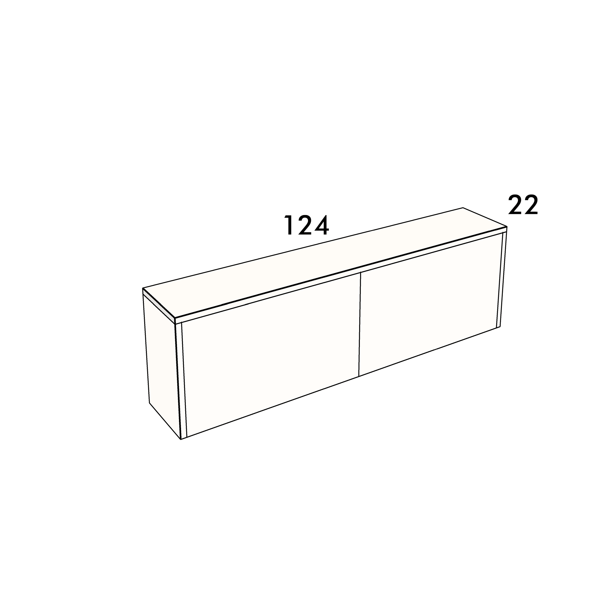 124cm long, 22cm wide cover panel to fit an IKEA Besta cabinet