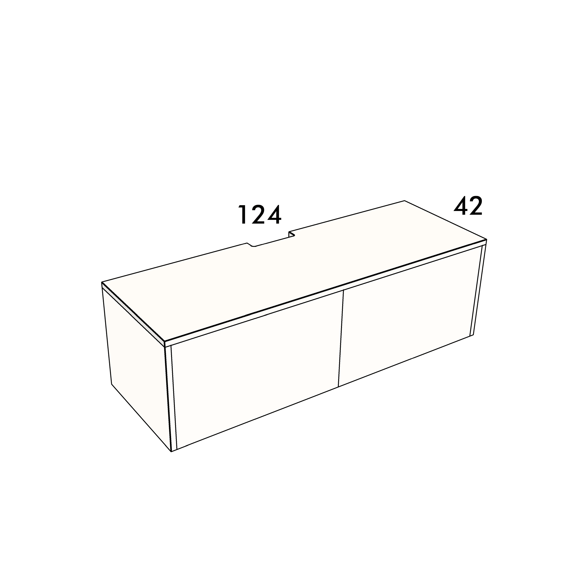 124cm long, 42cm wide cover panel to fit an IKEA Besta cabinet