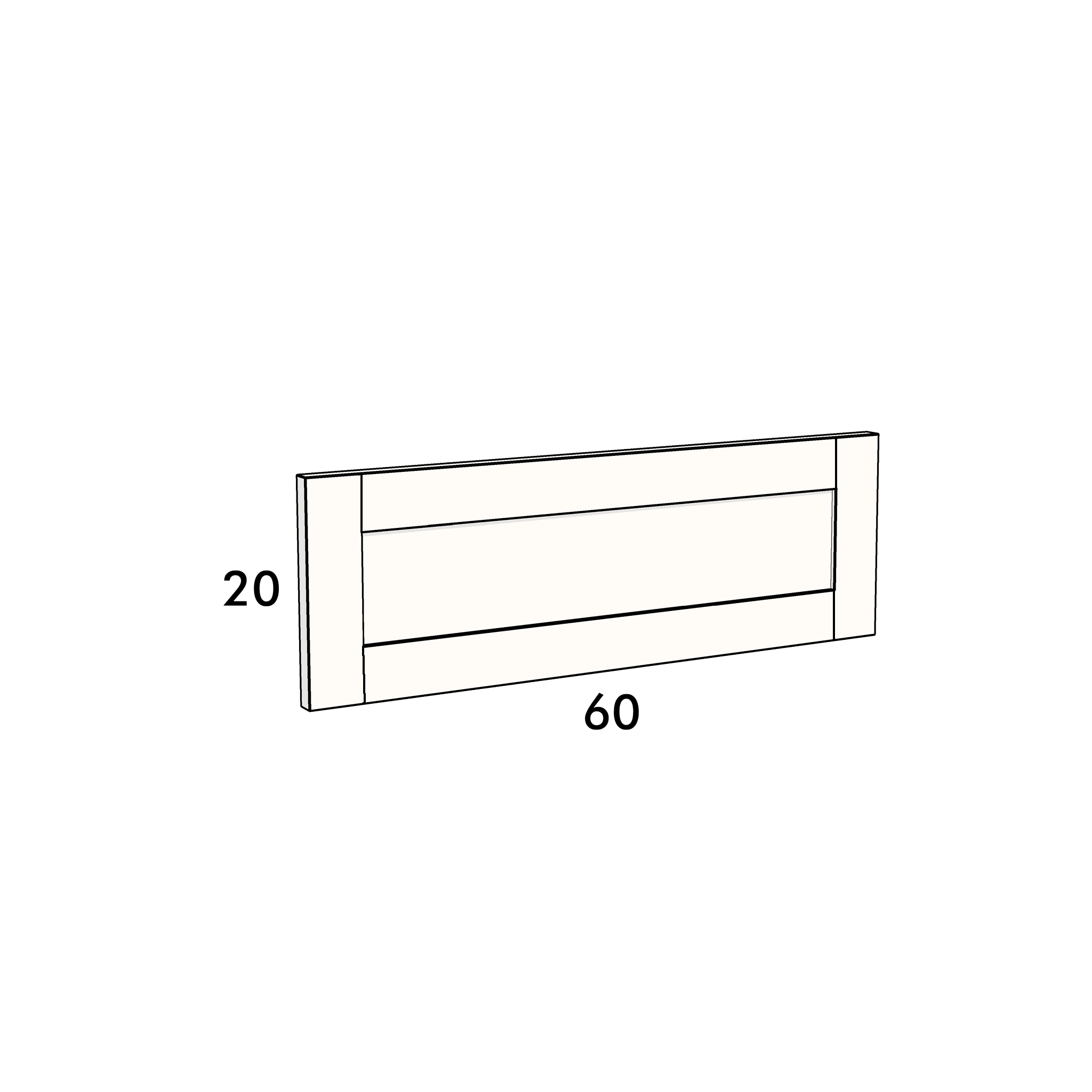 60cm wide, 20cm high drawer front to fit an IKEA Metod kitchen cabinet