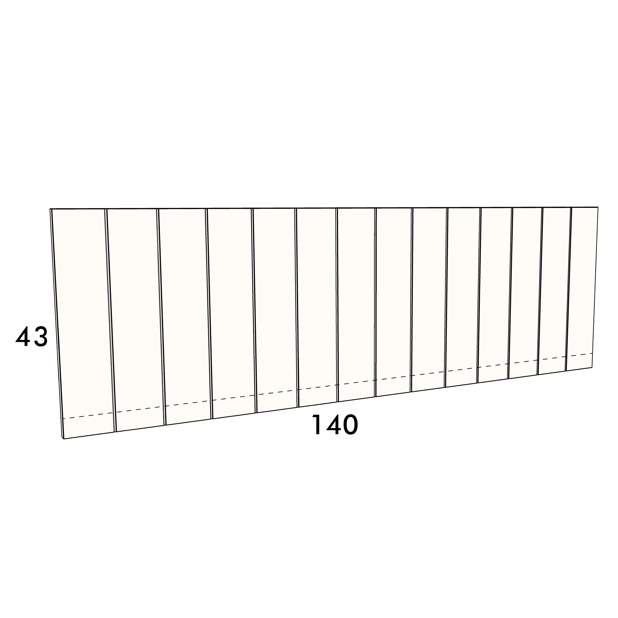 140cm wide, 43cm high cupboard door to fit an IKEA Metod kitchen cabinet