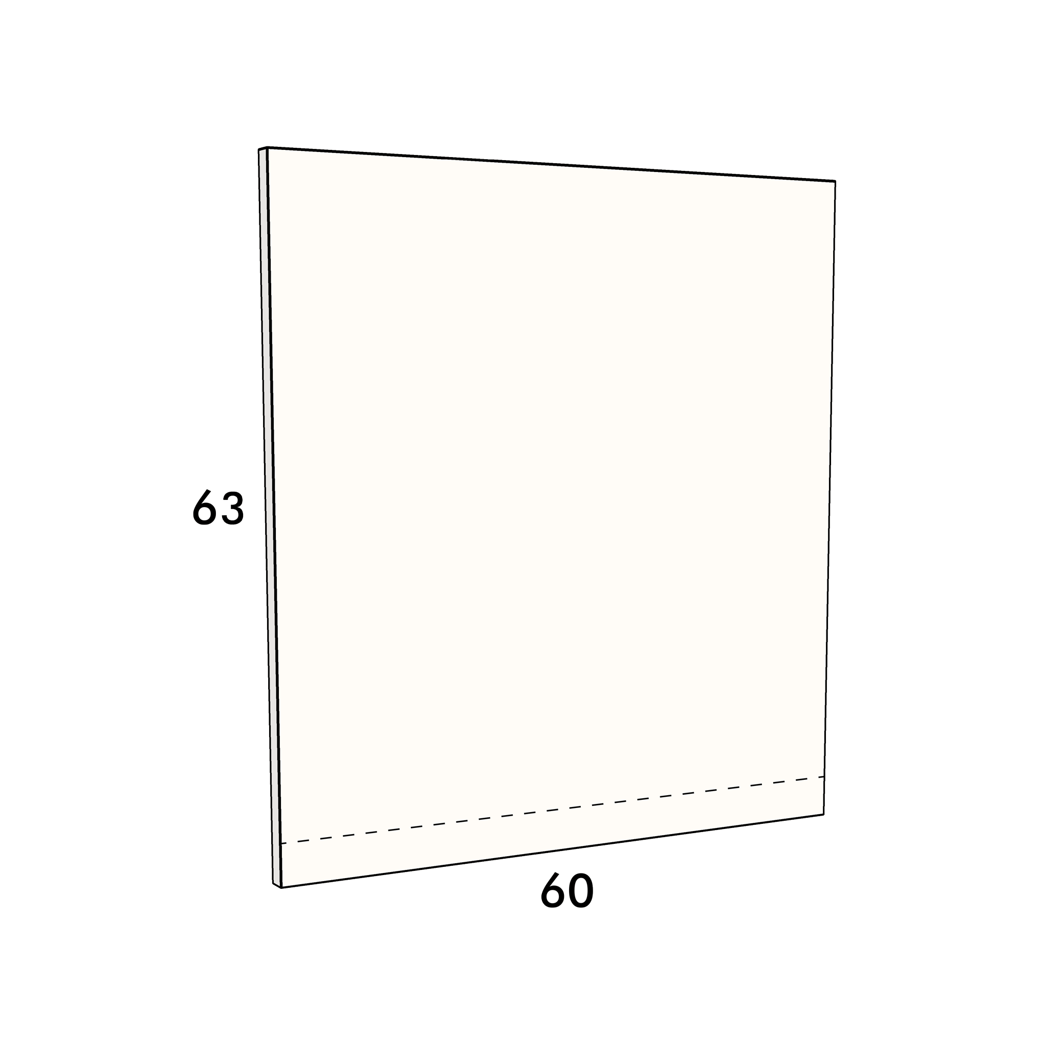 60cm wide, 63cm high cupboard door to fit an IKEA Metod kitchen cabinet