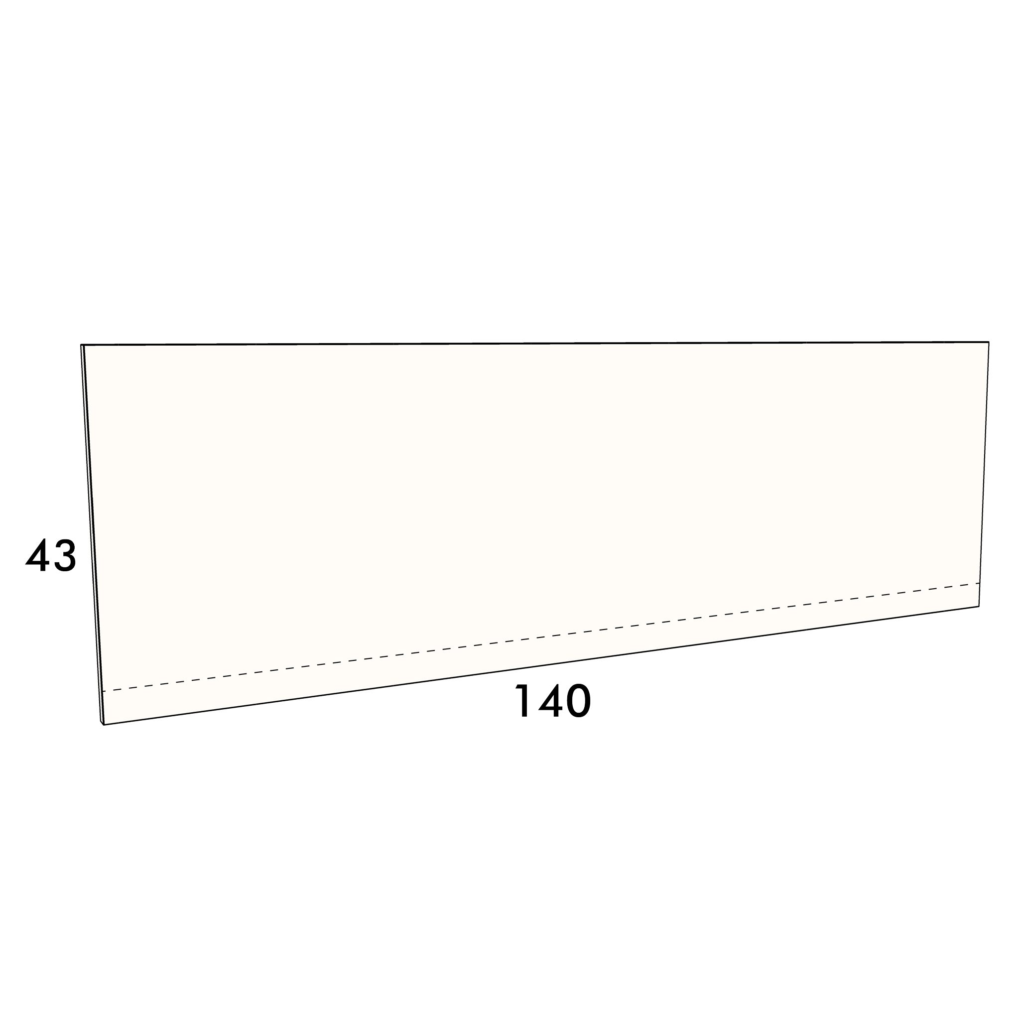 140cm wide, 43cm high cupboard door to fit an IKEA Metod kitchen cabinet