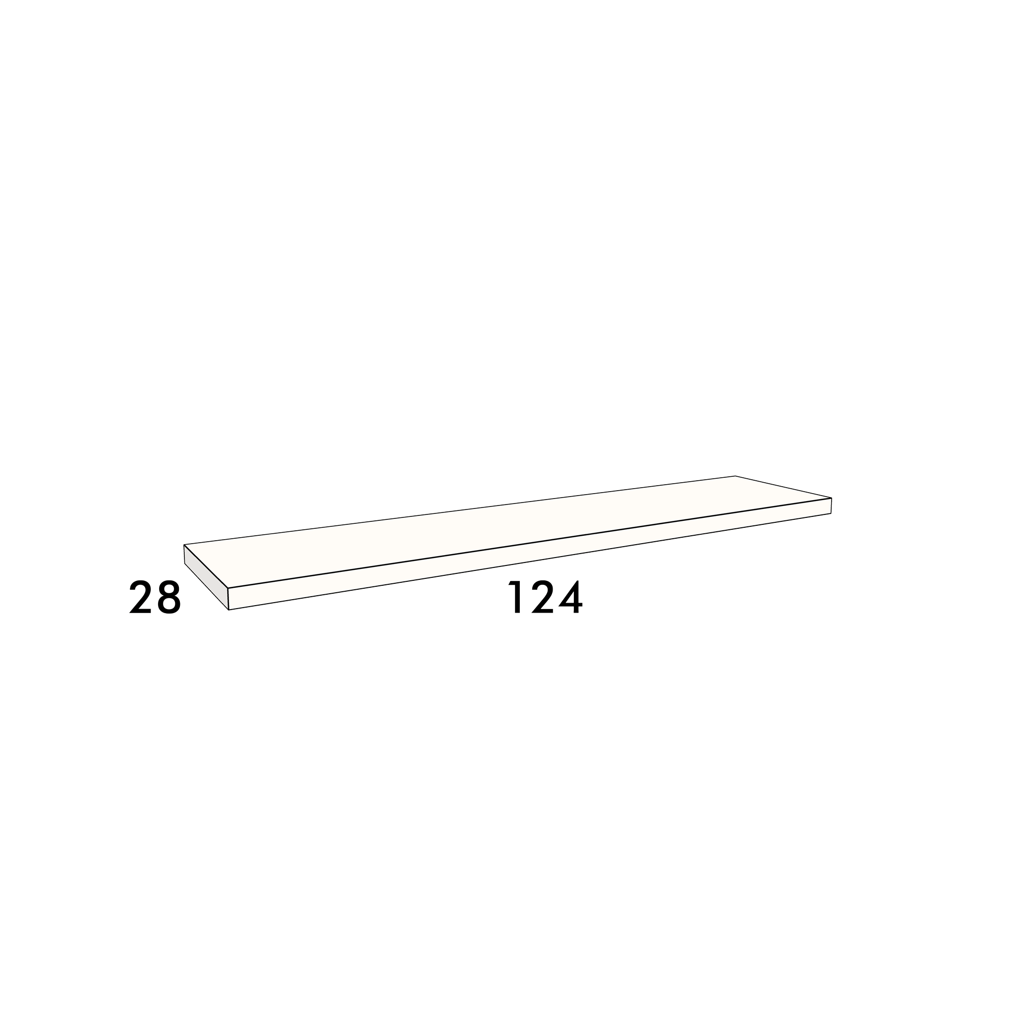 124cm long, 28cm deep shelf to complement an IKEA Metod kitchen cabinet