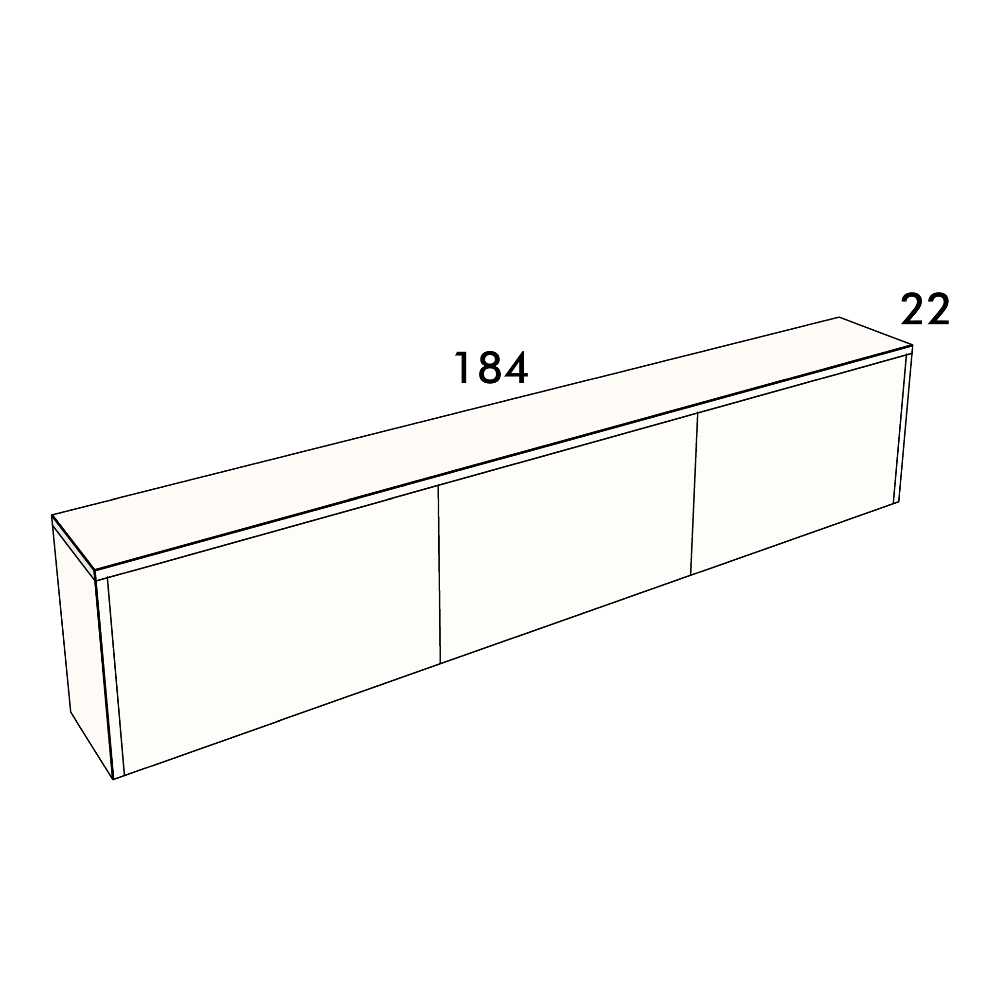 184cm long, 22cm wide cover panel to fit an IKEA Besta cabinet