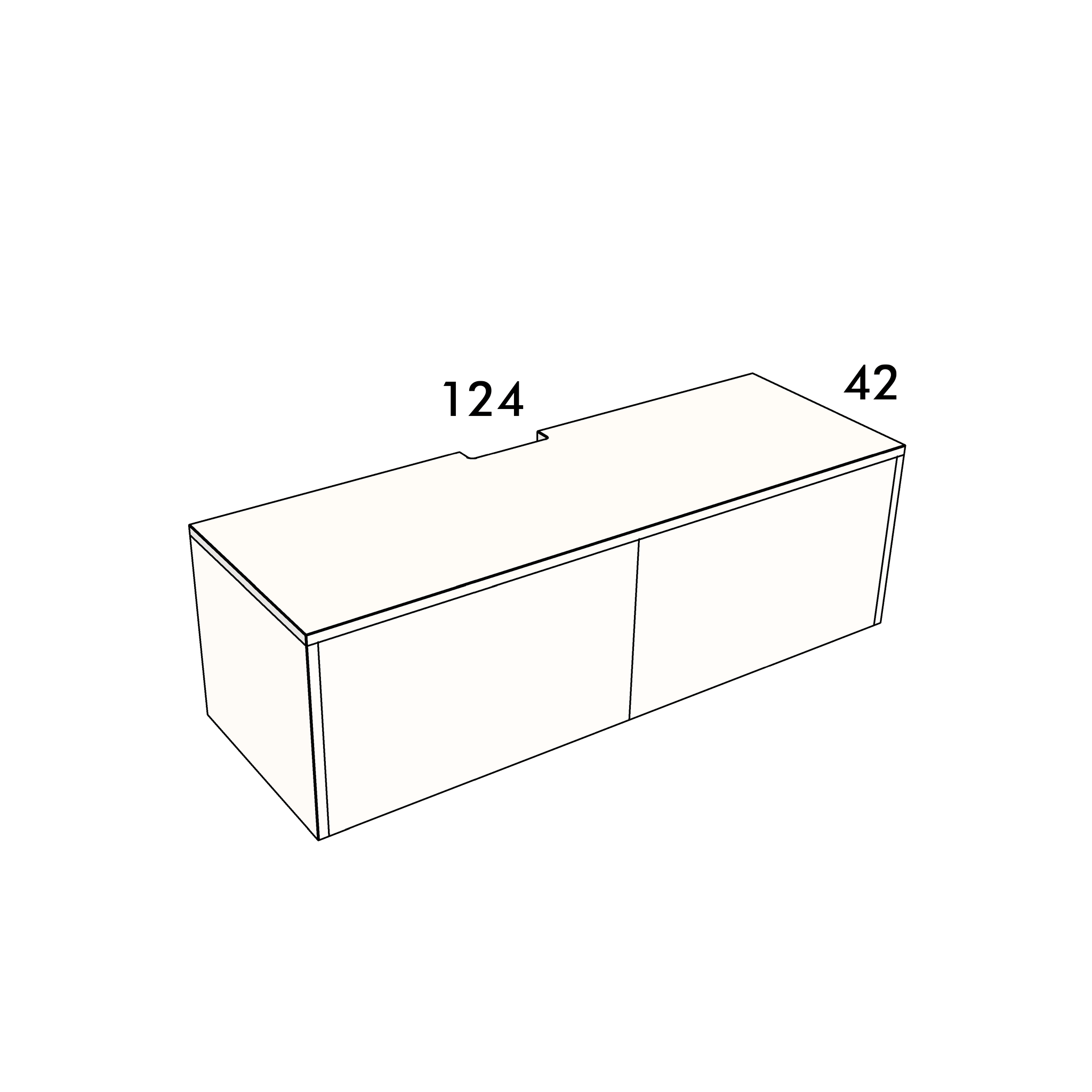 124cm long, 42cm wide cover panel to fit an IKEA Besta cabinet