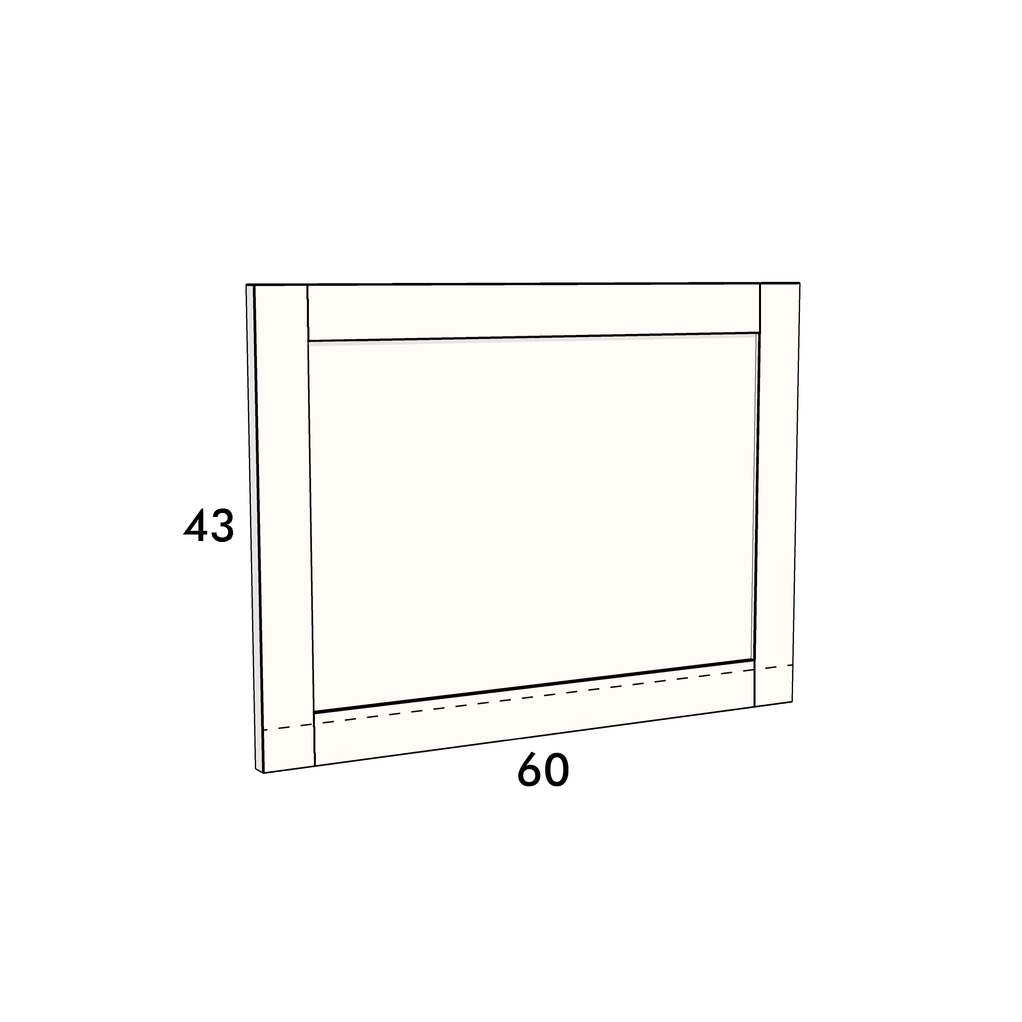 60cm wide, 43cm high cupboard door to fit an IKEA Metod kitchen cabinet