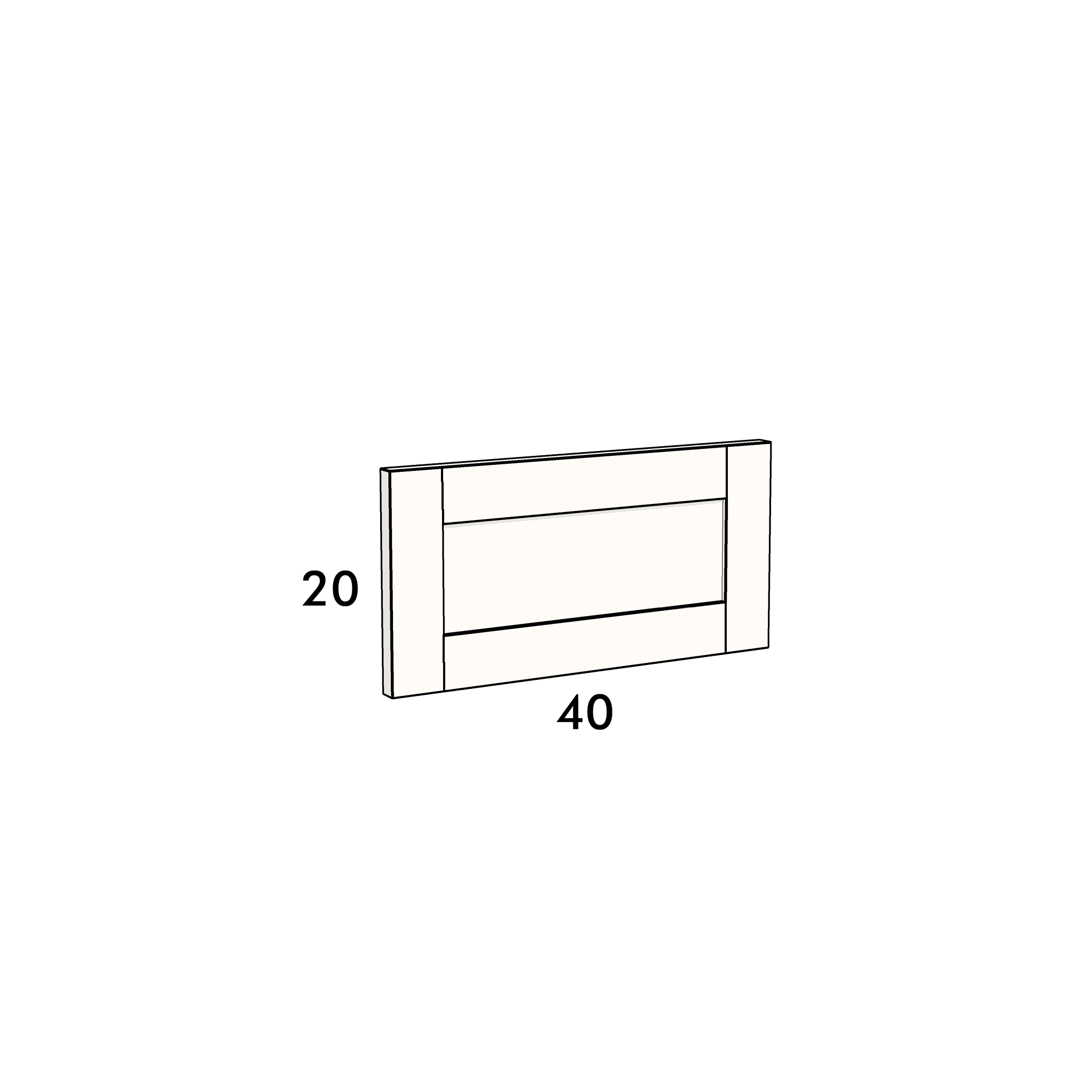 40cm wide, 20cm high drawer front to fit an IKEA Metod kitchen cabinet