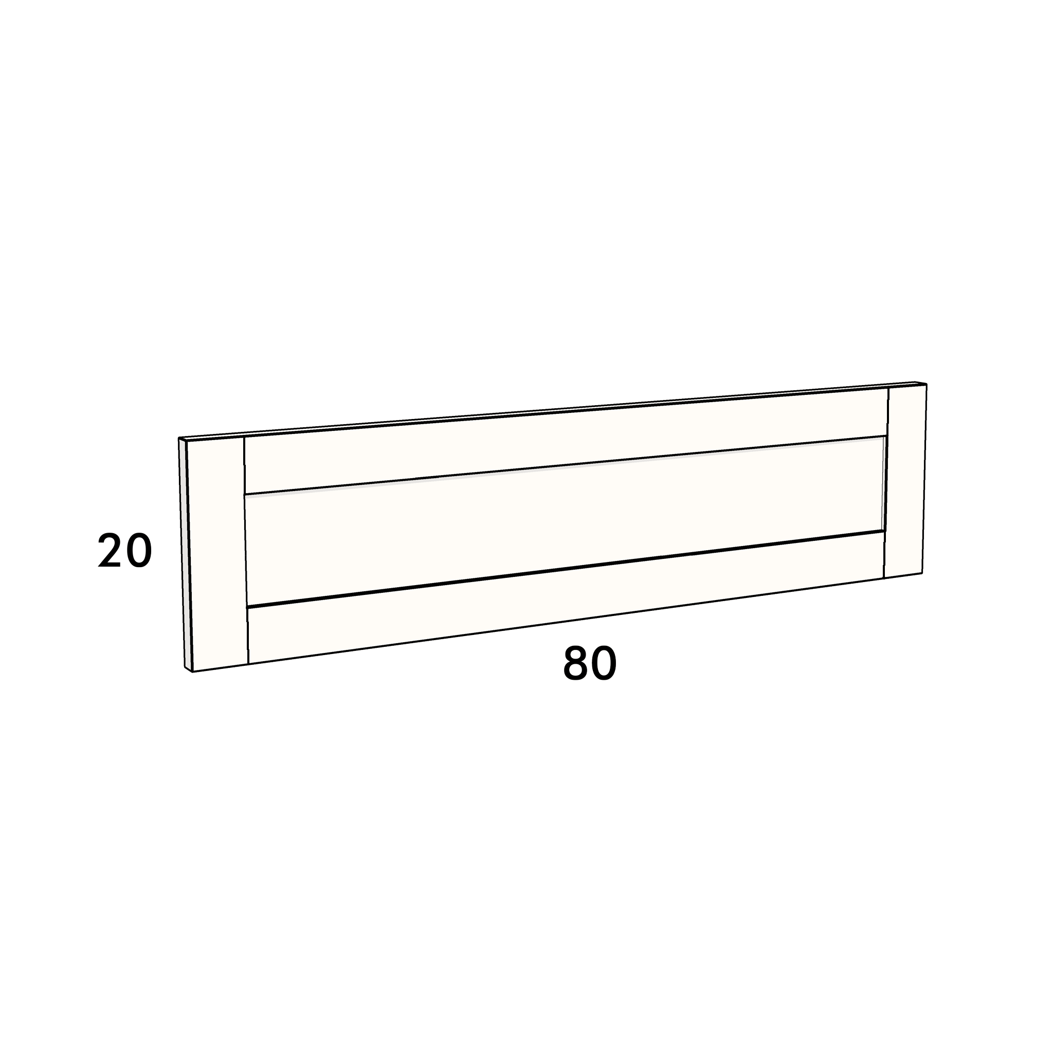 80cm wide, 20cm high drawer front to fit an IKEA Metod kitchen cabinet
