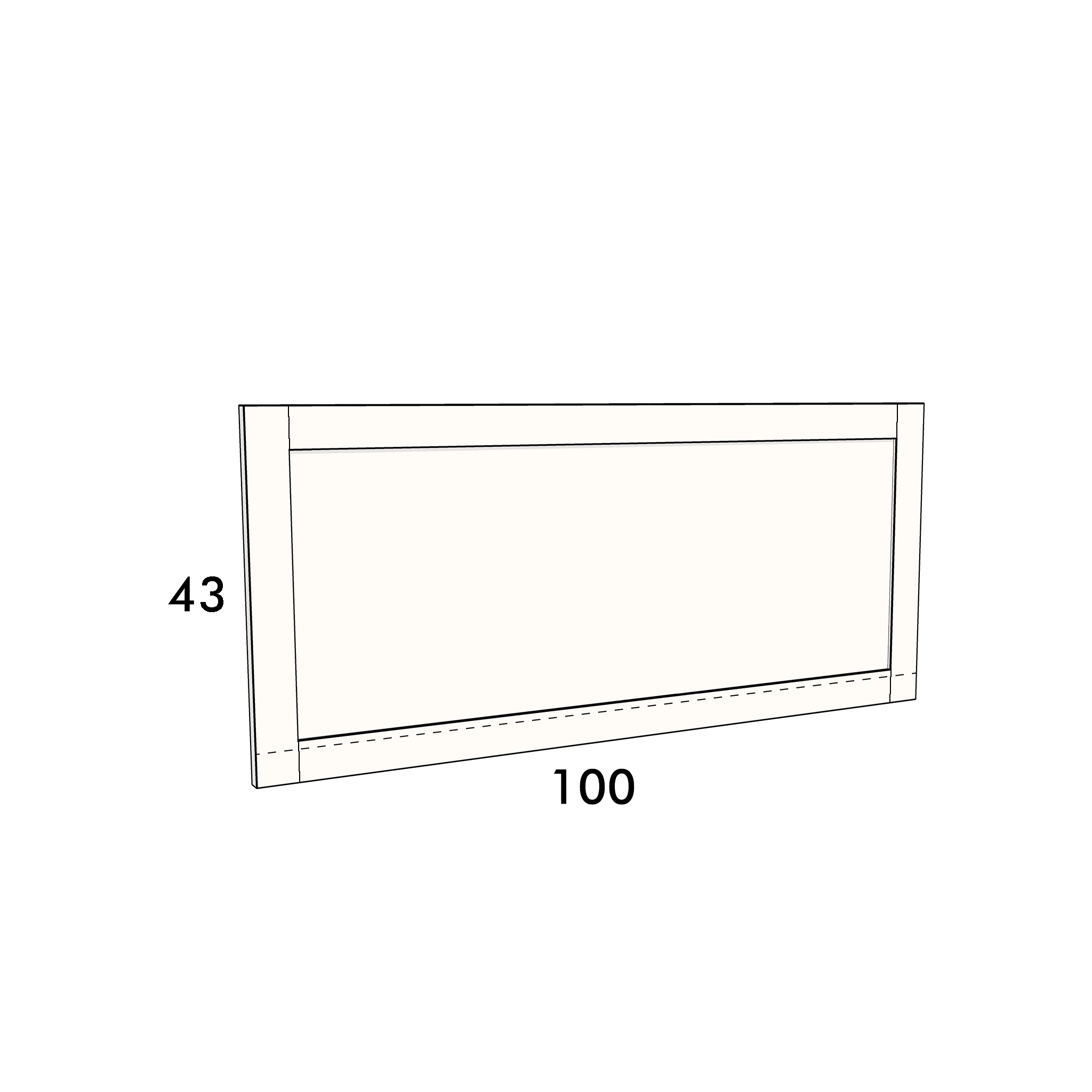 100cm wide, 43cm high cupboard door to fit an IKEA Metod kitchen cabinet