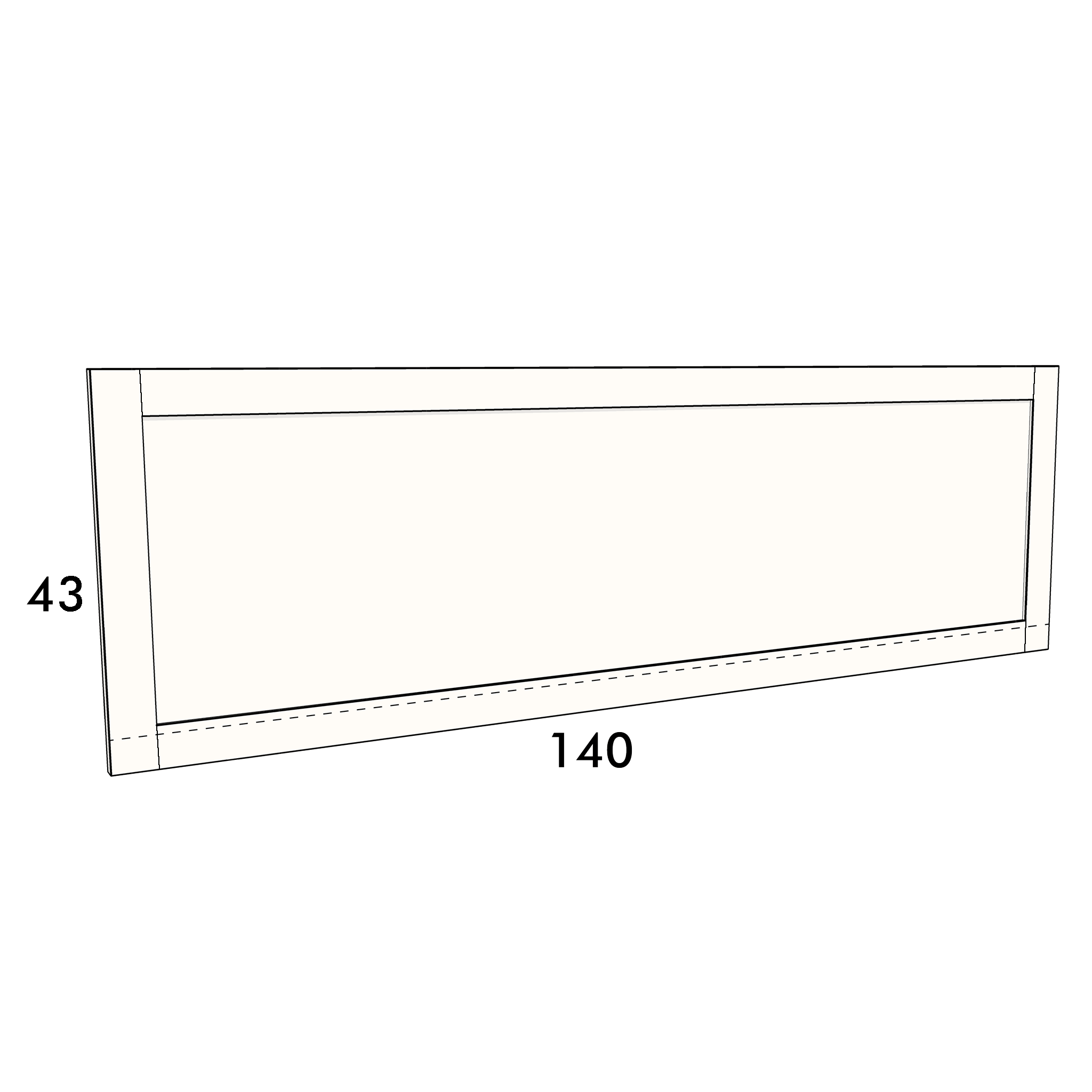 140cm wide, 43cm high cupboard door to fit an IKEA Metod kitchen cabinet