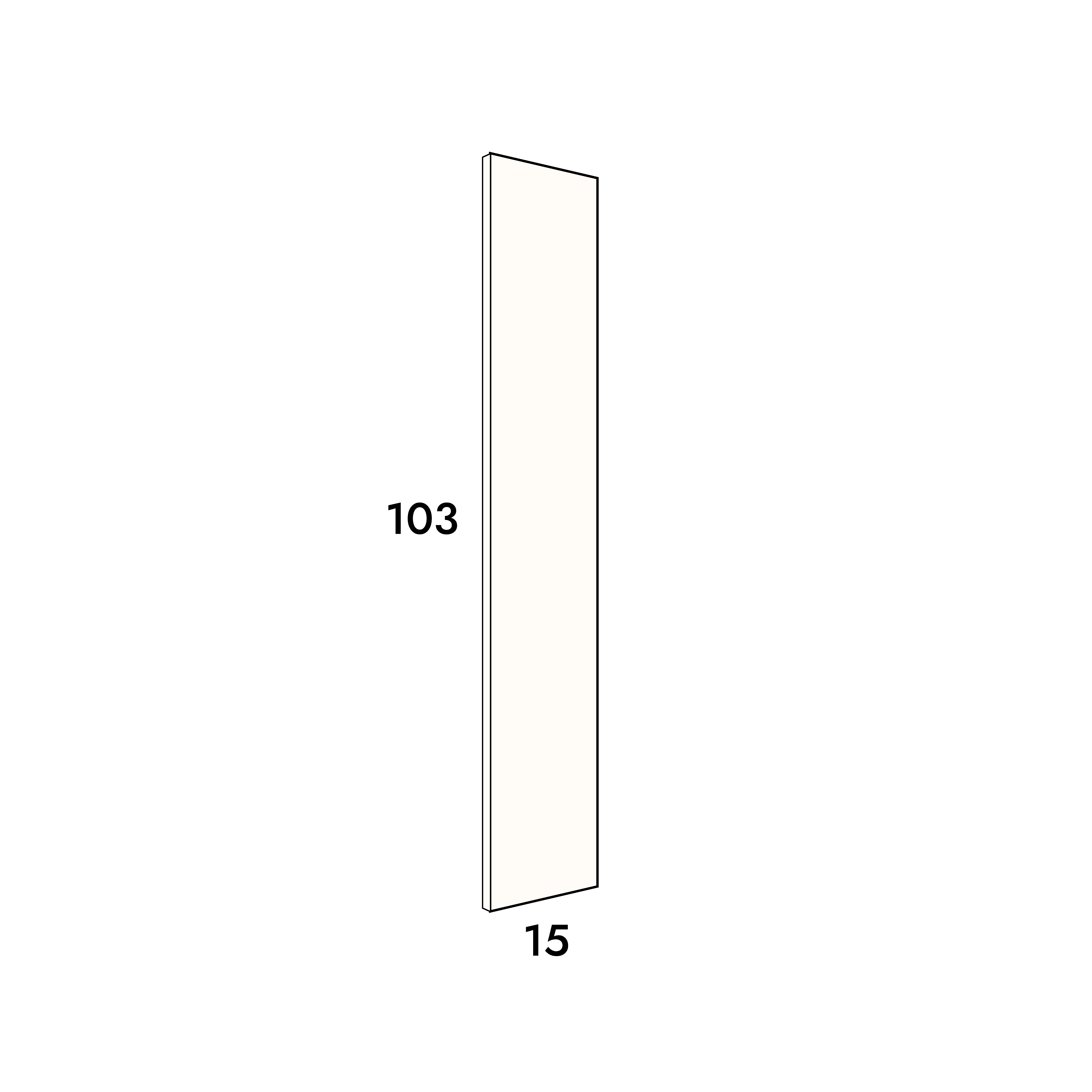 15cm wide, 103cm high filler panel to fit an IKEA Metod kitchen cabinet