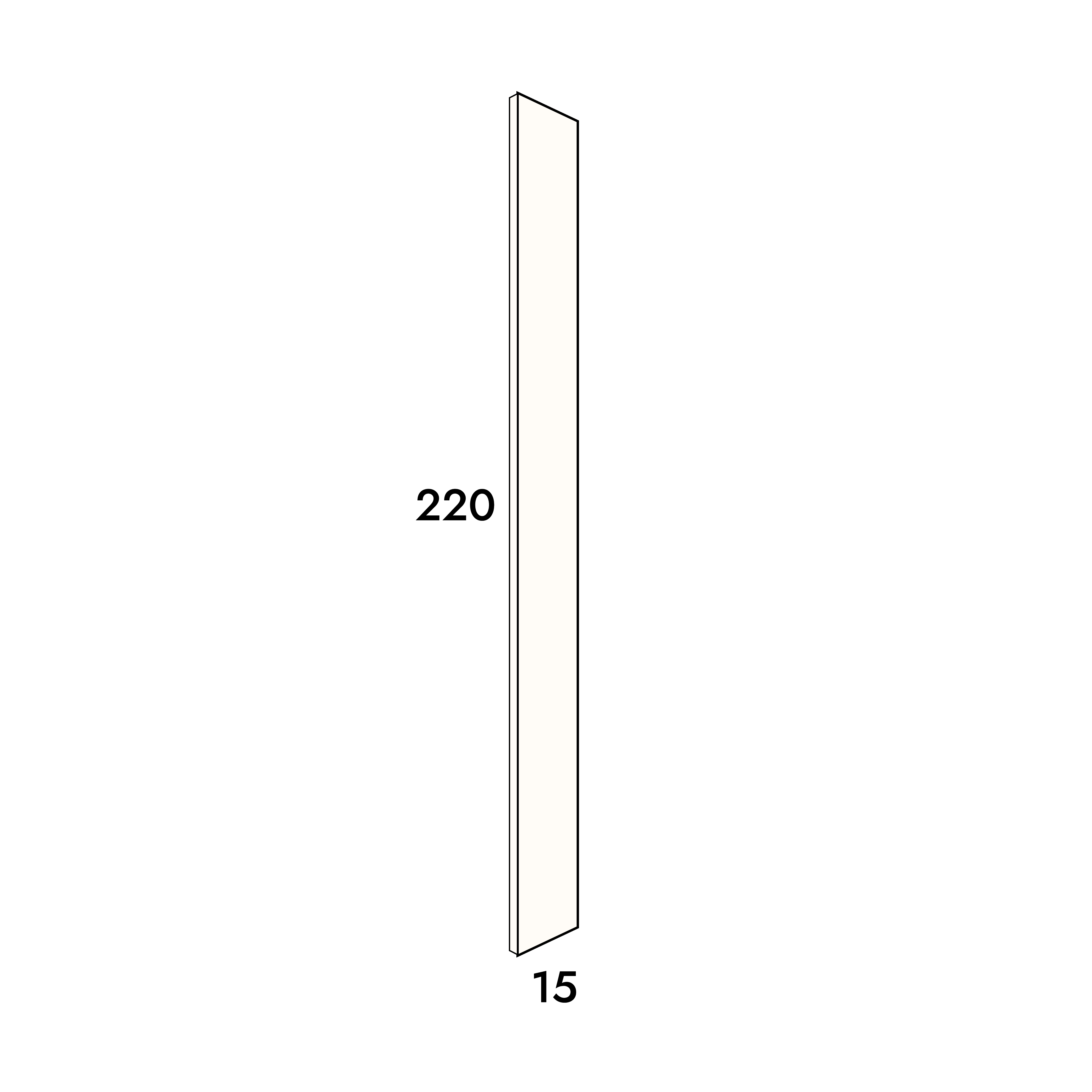 15cm wide, 220cm high filler panel to fit an IKEA Metod kitchen cabinet