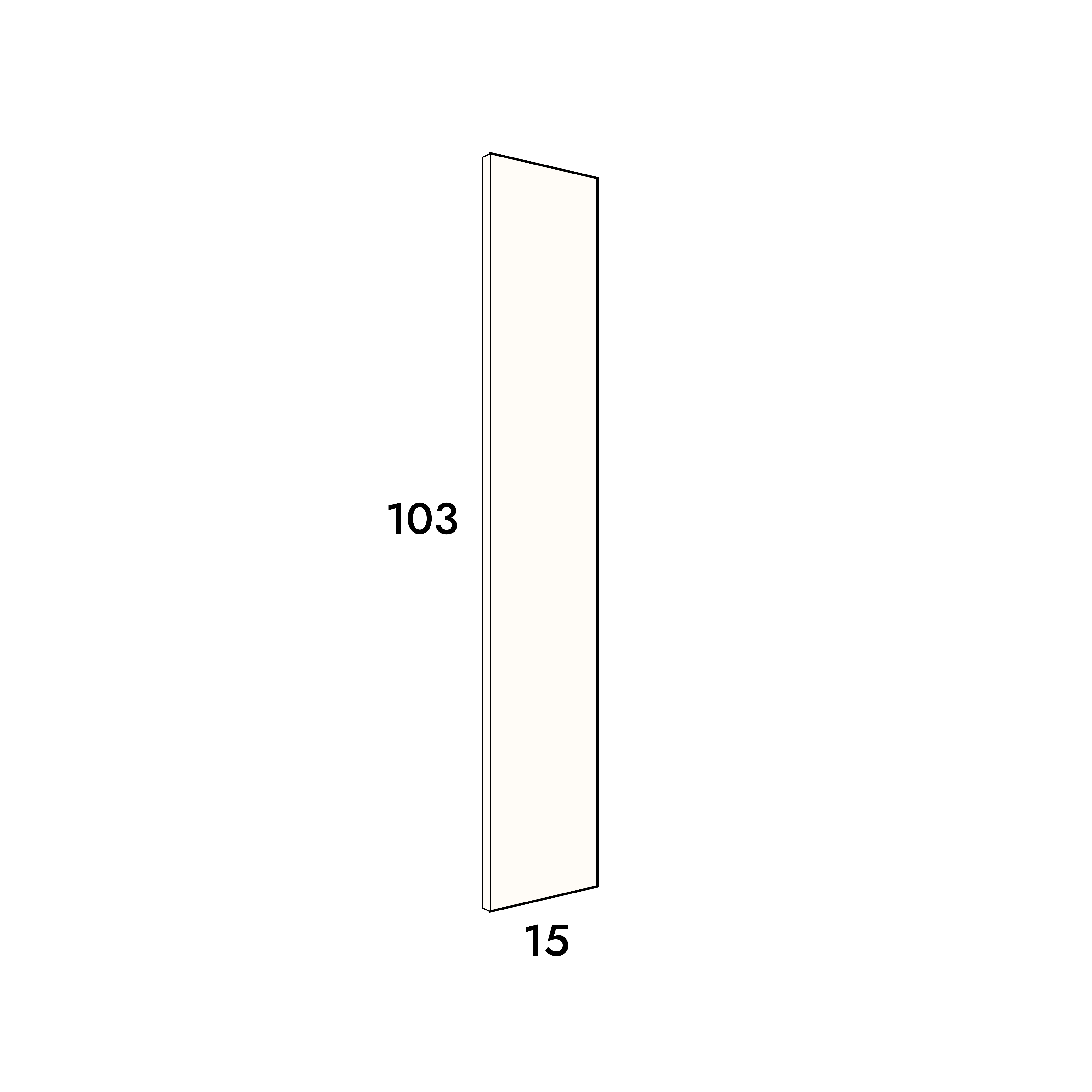 15cm wide, 103cm high filler panel to fit an IKEA Metod kitchen cabinet