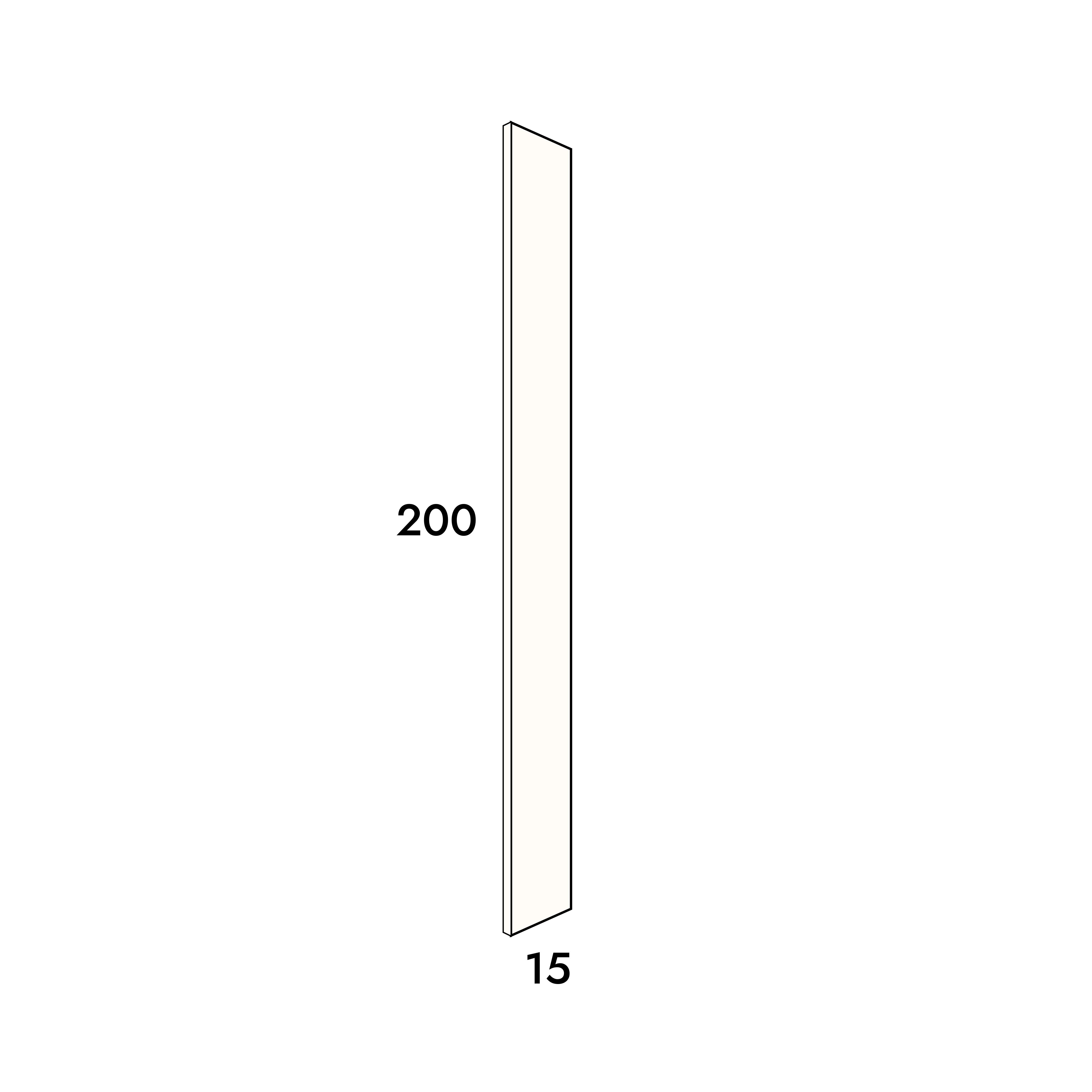 15cm wide, 200cm high filler panel to fit an IKEA Metod kitchen cabinet