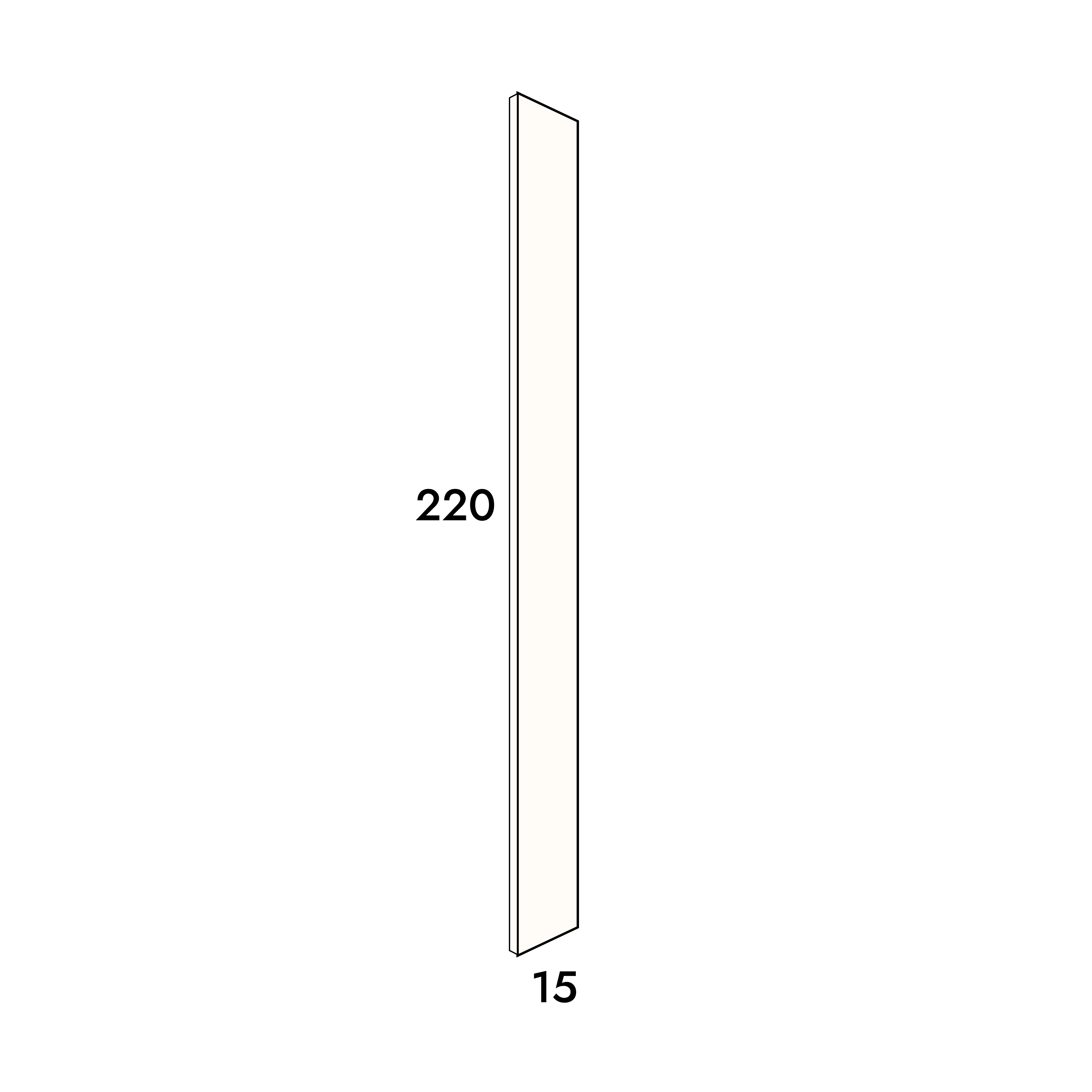 15cm wide, 220cm high filler panel to fit an IKEA Metod kitchen cabinet