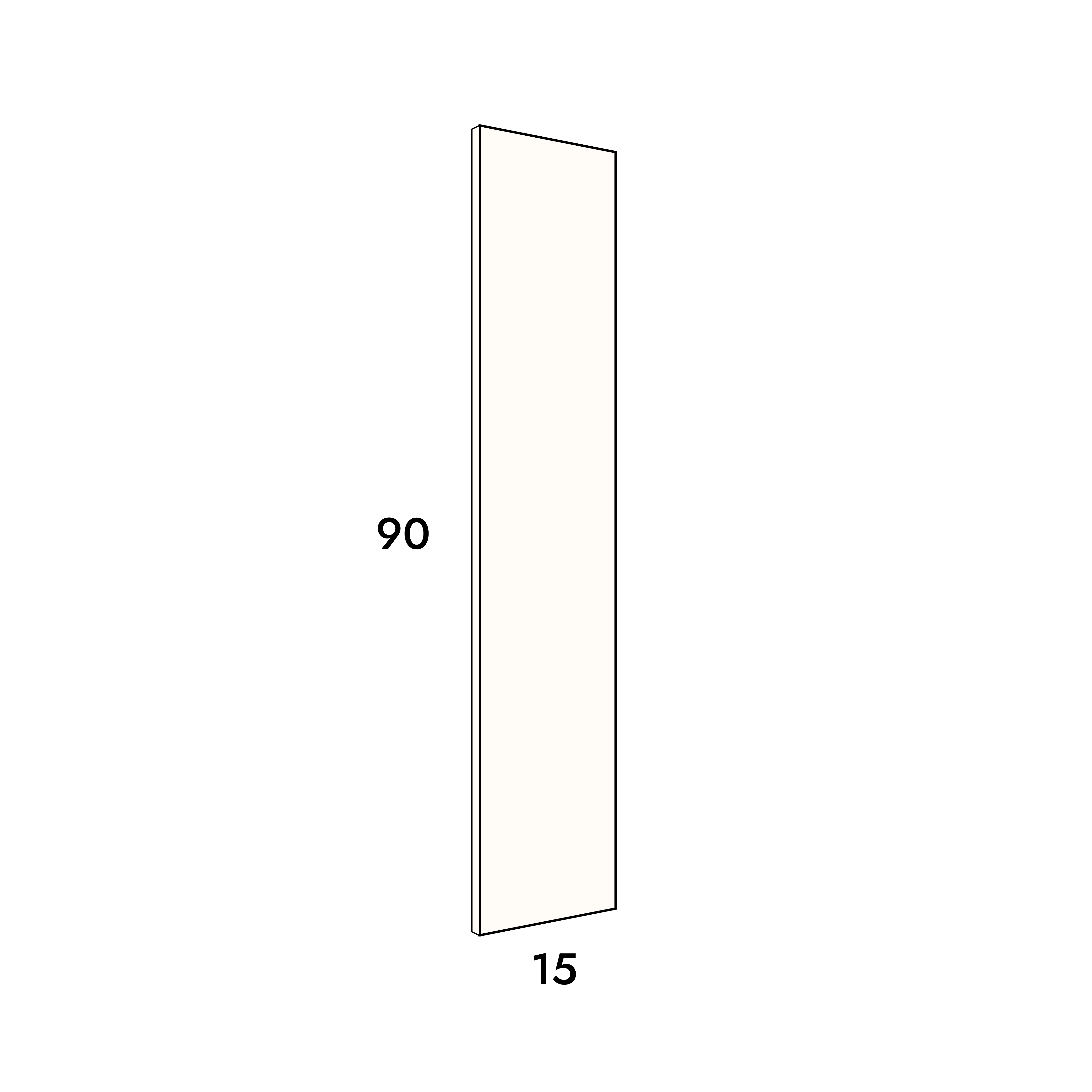 15cm wide, 90cm high filler panel to fit an IKEA Metod kitchen cabinet
