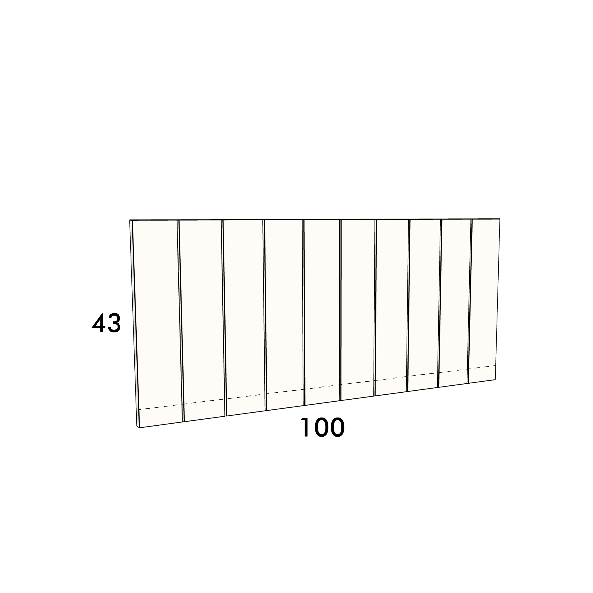 100cm wide, 43cm high cupboard door to fit an IKEA Metod kitchen cabinet