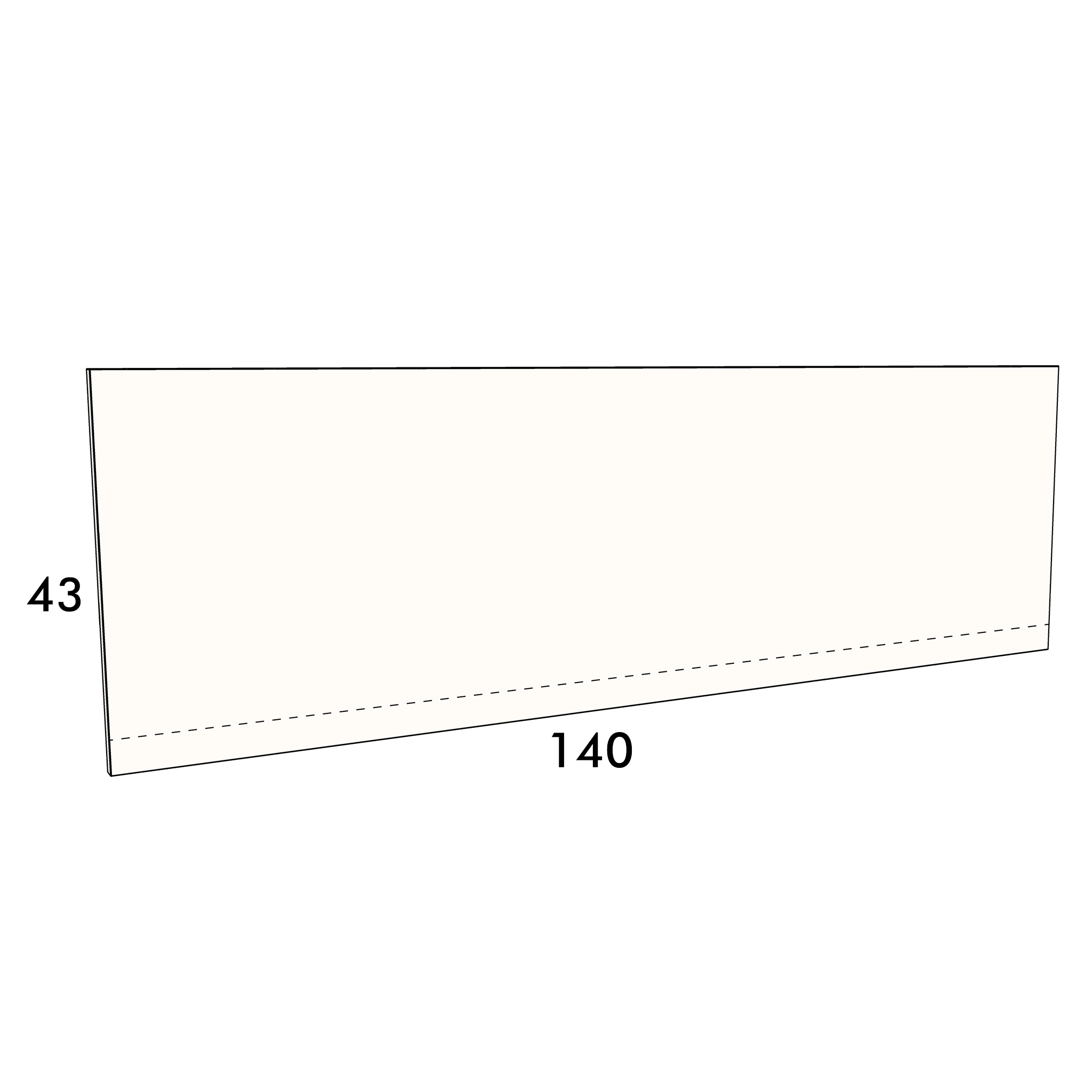 140cm wide, 43cm high cupboard door to fit an IKEA Metod kitchen cabinet