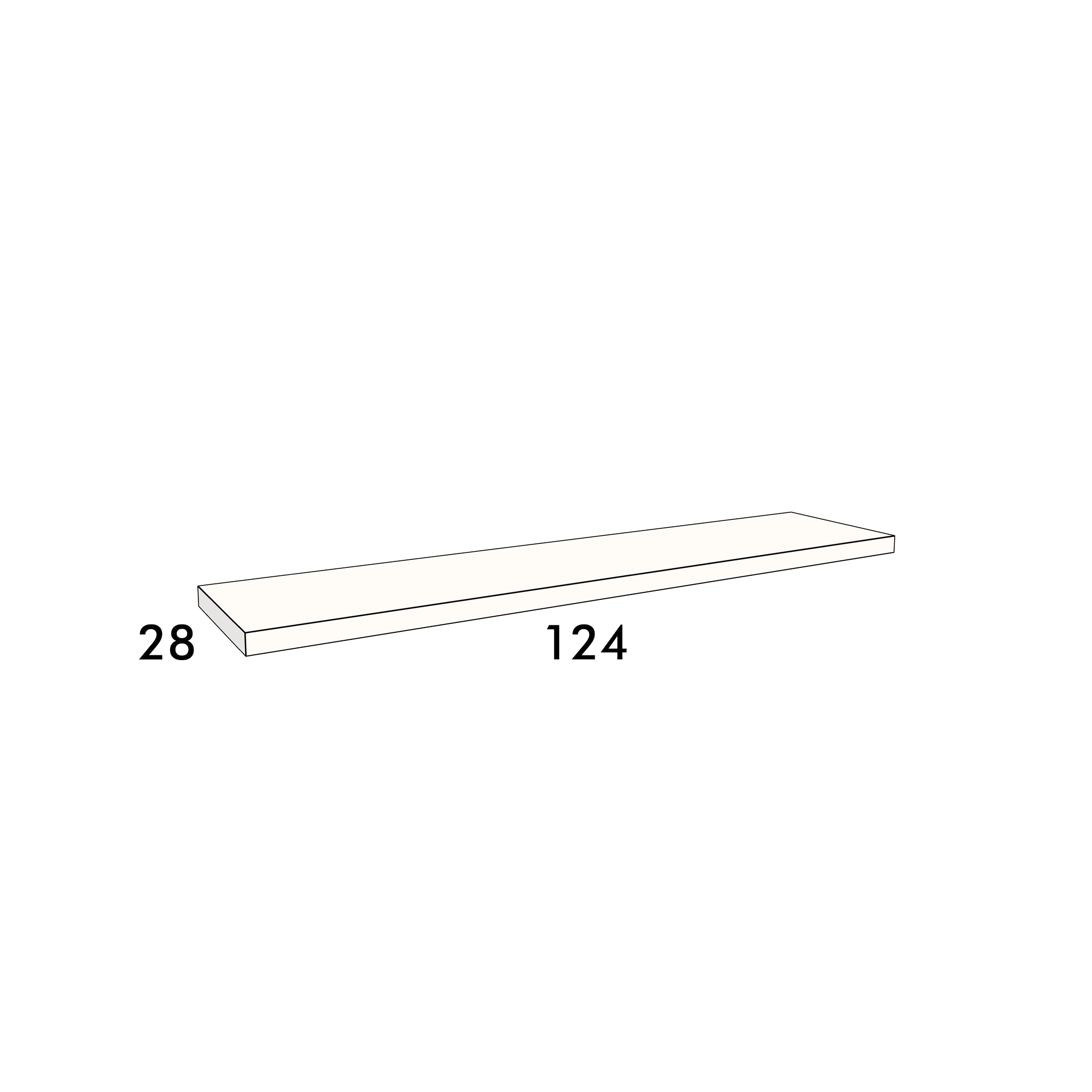 124cm long, 28cm deep shelf to complement an IKEA Metod kitchen cabinet