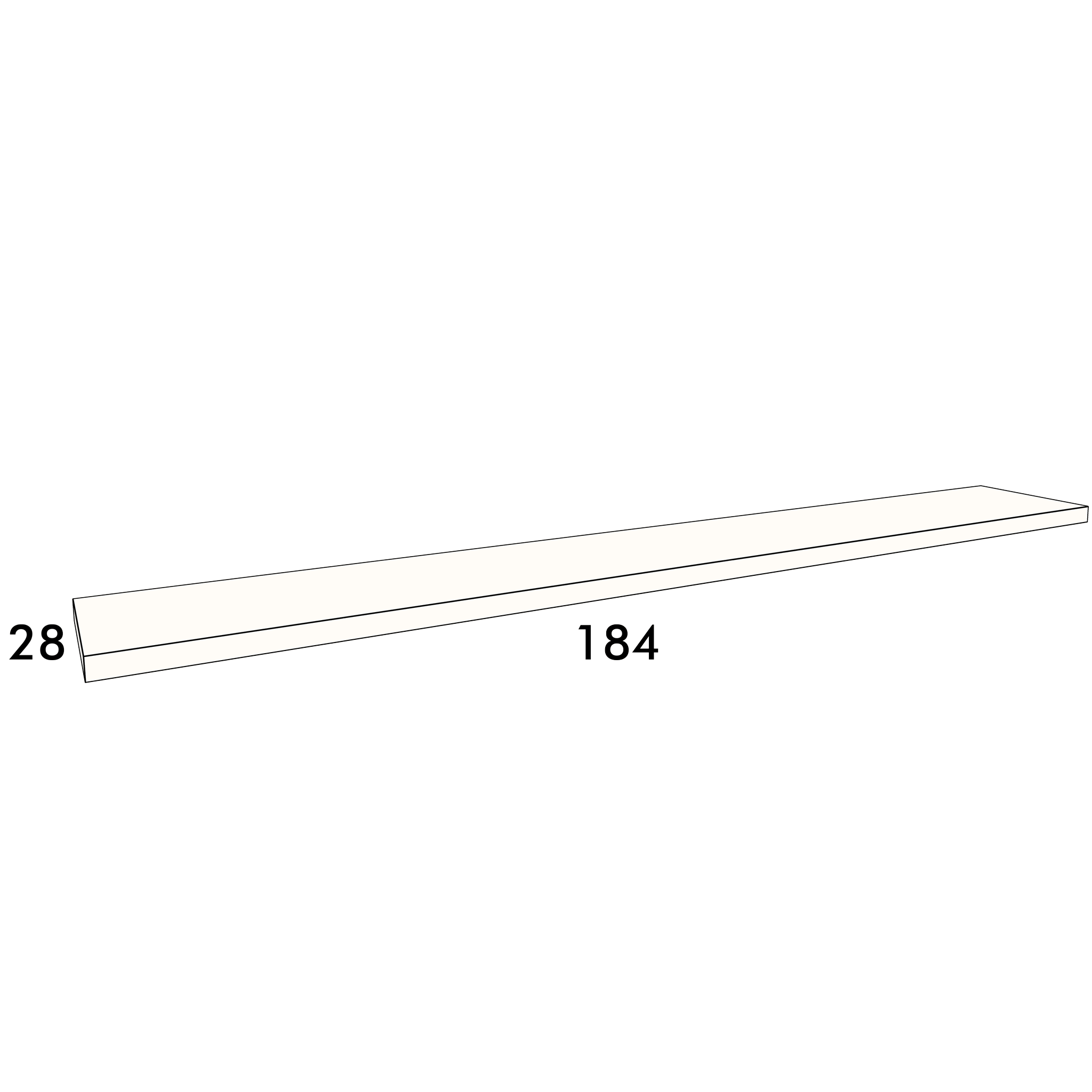 184cm long, 28cm deep shelf to complement an IKEA Metod kitchen cabinet