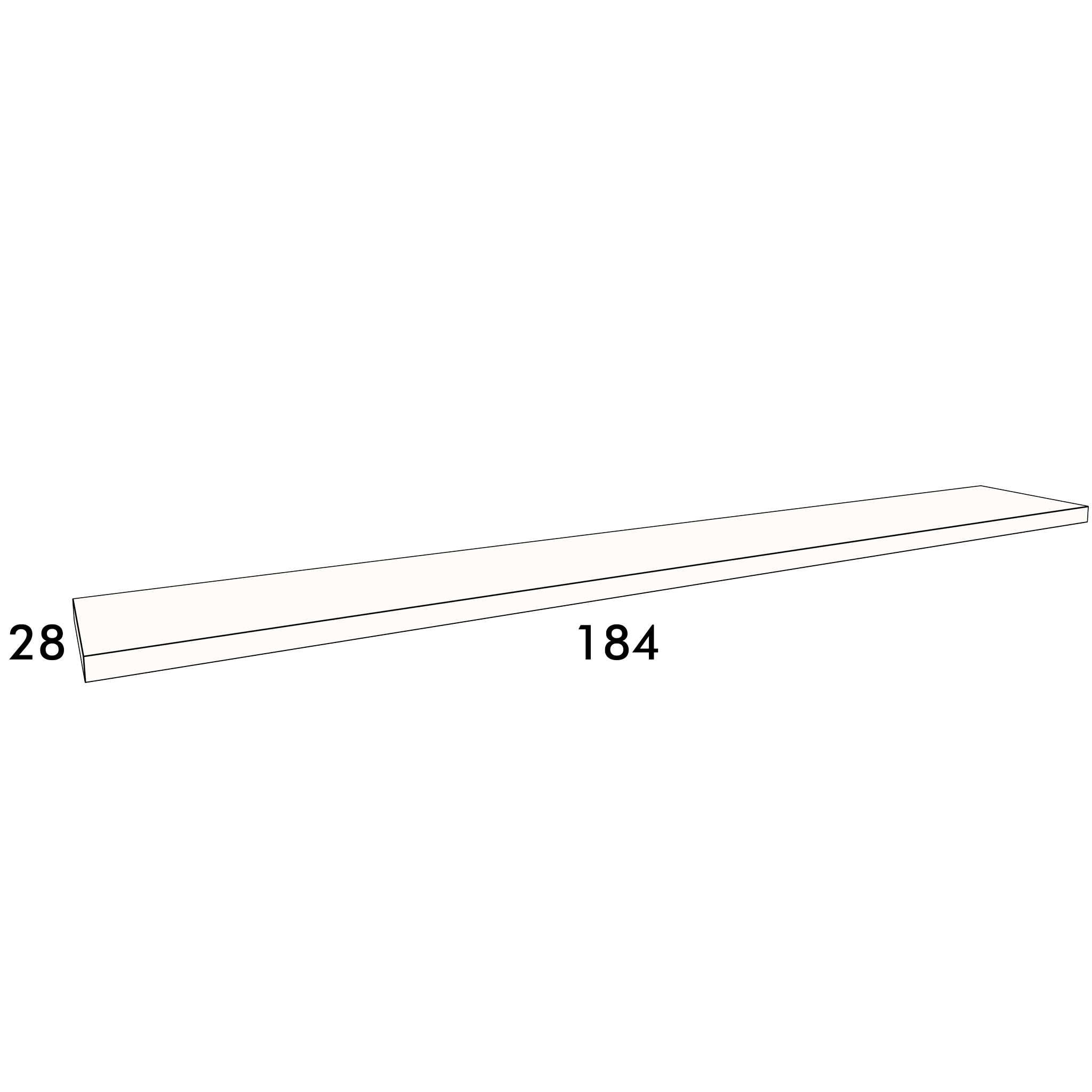 184cm long, 28cm deep shelf to complement an IKEA Metod kitchen cabinet