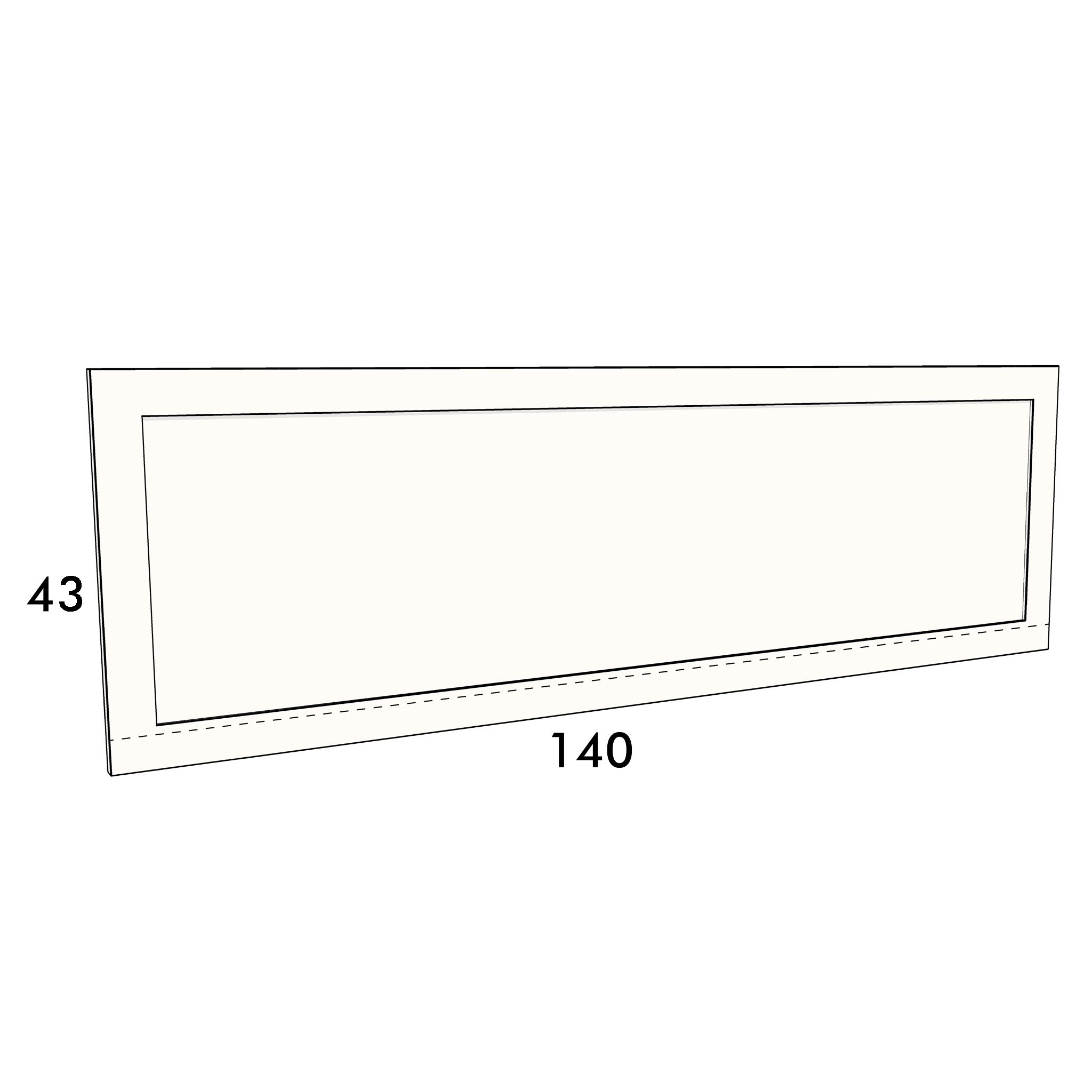 140cm wide, 43cm high cupboard door to fit an IKEA Metod kitchen cabinet