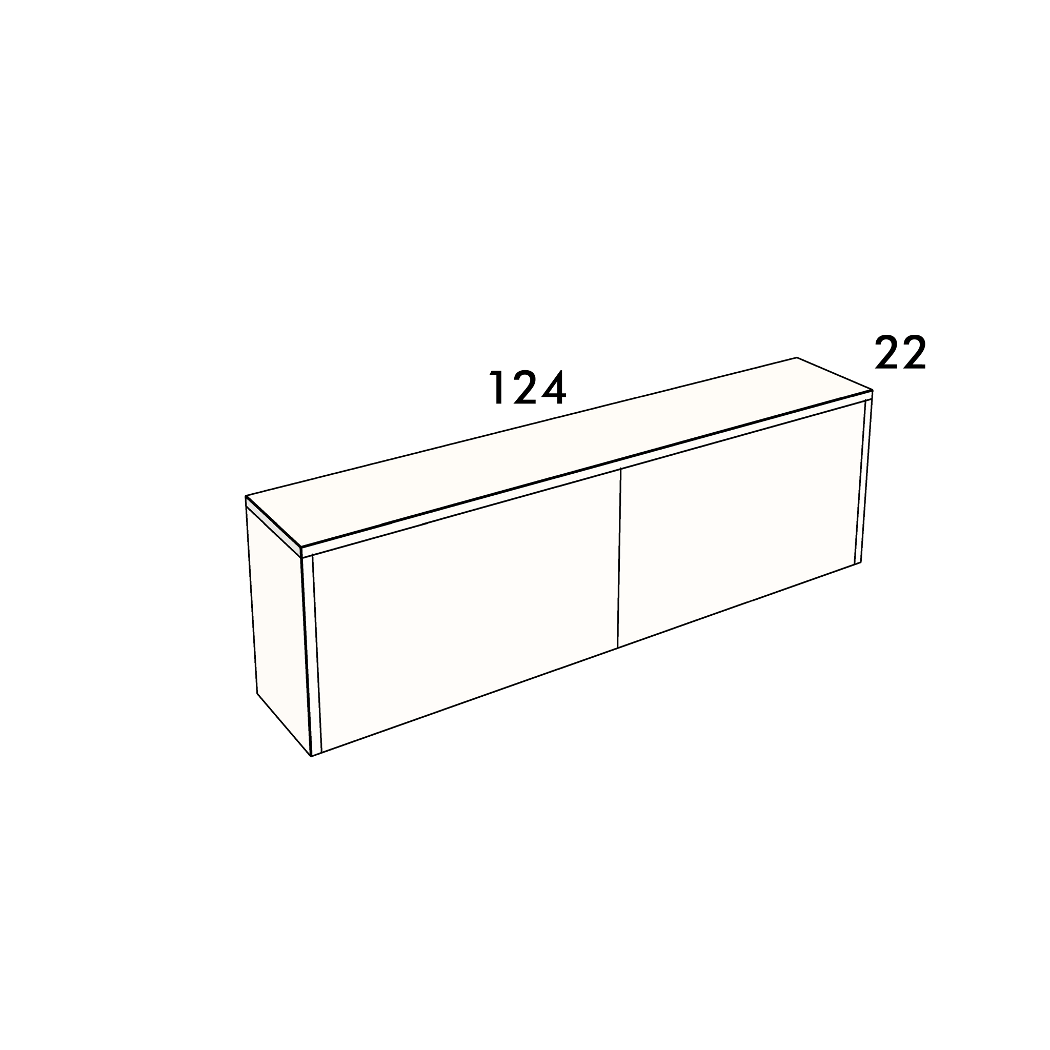124cm long, 22cm wide cover panel to fit an IKEA Besta cabinet