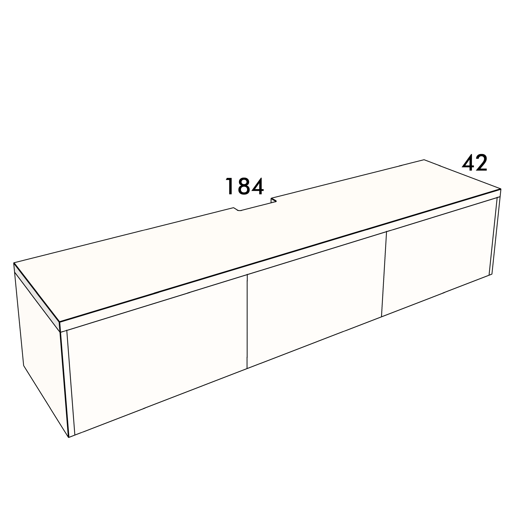 184cm long, 42cm wide cover panel to fit an IKEA Besta cabinet